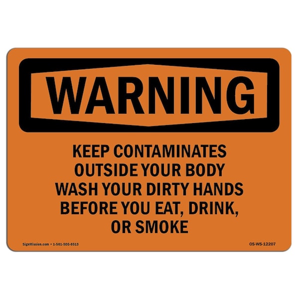 OSHA, Keep Contaminates Outside Your Body Wash, 24in X 18in Rigid Plastic, 18" W, 24" L, Landscape